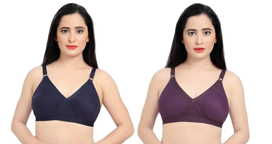 Tuck N Go Full Coverage Bra for Women| Non-Padded Non-Wired Double Layer Shaper Bras for Ladies & Girls (Pack of 2)