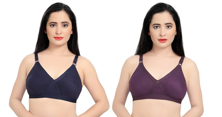 Tuck N Go Full Coverage Bra for Women| Non-Padded Non-Wired Double Layer Shaper Bras for Ladies Girls (Pack of 2)