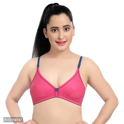 Tuck N Go Womenrsquo;s Cotton Non-Padded Non-Wired Bra | Single Hook Dual Color Regular Bra for Ladies  Girls Pink