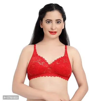 Tuck N Go Lace Bra for Women|Non-Padded Wirefree Soft Net Bra|Regular Everyday Bra for Ladies  Girls