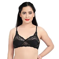 Tuck N Go Lace Bra for Women|Non-Padded Wirefree Soft Net Bra|Regular Everyday Bra for Ladies  Girls (Pack of 2)-thumb2