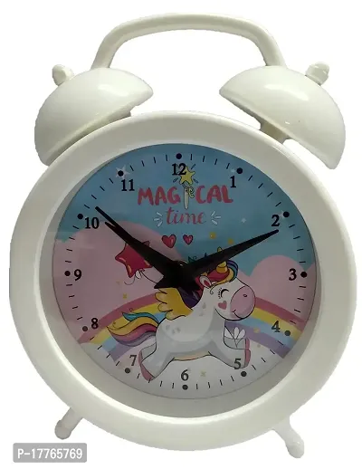 Joy Stories? Adorable Unicorn Themed Kids Table Clock for Fun Learning and Timekeeping | Modern and Stylish Analog Table Clock for Home or Office Decor - White (Unicorn)