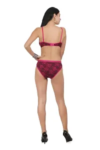 Red Cotton Spandex Bra  Panty Set For Women's-thumb3