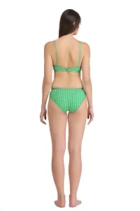 Green Cotton Spandex Bra  Panty Set For Women's-thumb3