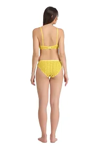 Lemon Cotton Spandex Bra  Panty Set For Women's-thumb3
