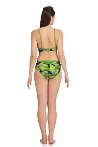 Green Cotton Spandex Bra  Panty Set For Women's-thumb3