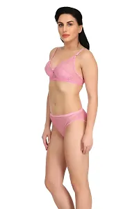 Pink Net Bra  Panty Set For Women's-thumb1