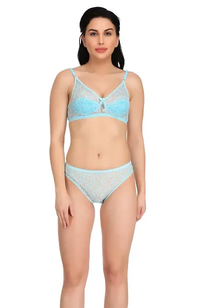 Trendy Net Work Matching Bra Panty Set