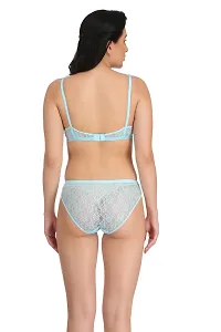 Sky Blue Net Bra  Panty Set For Women's-thumb3