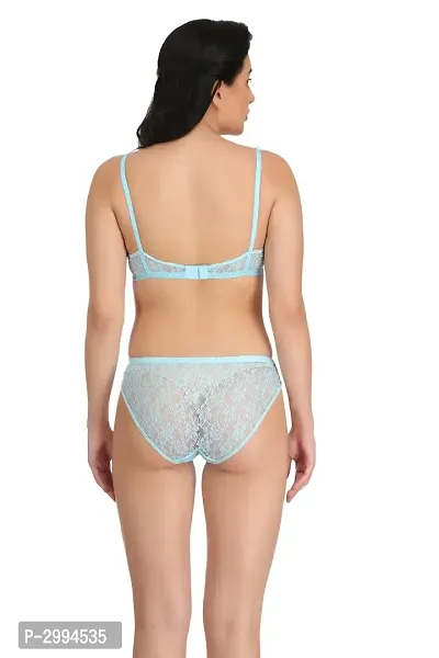 Sky Blue Net Bra  Panty Set For Women's-thumb4