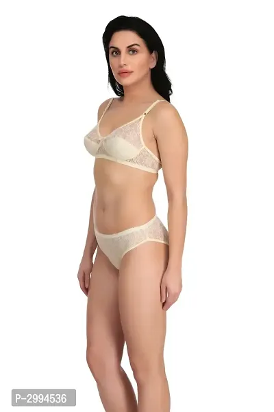 White Net Bra  Panty Set For Women's-thumb2