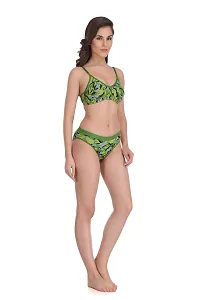 Green Cotton Spandex Bra  Panty Set For Women's-thumb1