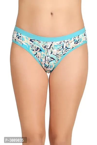 Sky Blue Lycra Basic Briefs For Women's