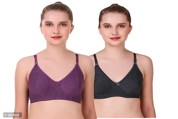 Women's Solid Hosiery Bras Pack Of 2