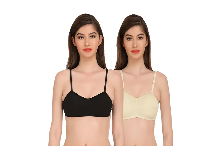 Women's Solid Hosiery Bras Pack Of 2