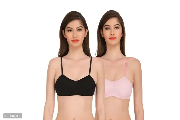 Women's Solid Hosiery Bras Pack Of 2