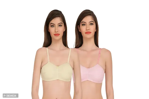 Women's Solid Hosiery Bras Pack Of 2