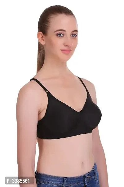 Full Coverage Non Padded Black Hosiery Solid Bra-thumb2