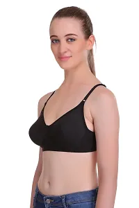 Full Coverage Non Padded Black Hosiery Solid Bra-thumb2