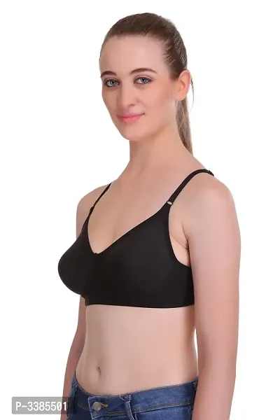 Full Coverage Non Padded Black Hosiery Solid Bra-thumb3