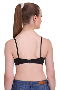 Full Coverage Non Padded Black Hosiery Solid Bra-thumb3