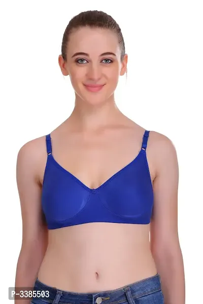 Full Coverage Non Padded Blue Hosiery Solid Bra