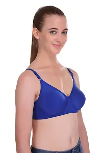 Full Coverage Non Padded Blue Hosiery Solid Bra-thumb1