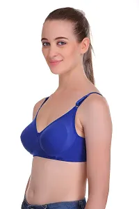 Full Coverage Non Padded Blue Hosiery Solid Bra-thumb2