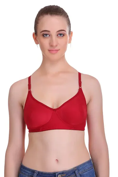 Full Coverage Non Padded Maroon Hosiery Solid Bra