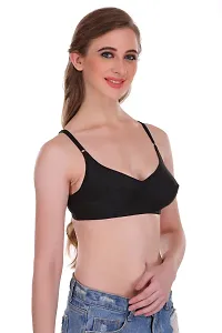 Full Coverage Non Padded Black Hosiery Solid Bra-thumb1