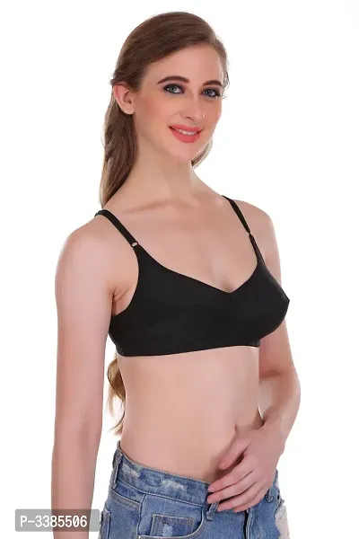 Full Coverage Non Padded Black Hosiery Solid Bra-thumb2