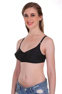 Full Coverage Non Padded Black Hosiery Solid Bra-thumb2