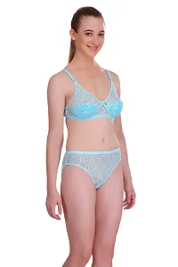 Sky Blue Net Embroidery Lingerie Set-thumb1