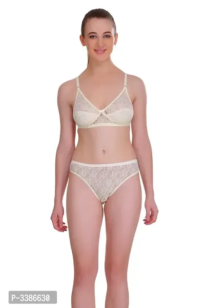 White Net Embroidery Lingerie Set