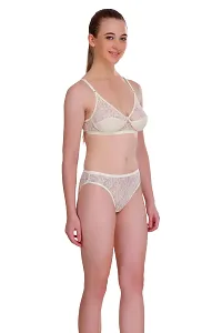 White Net Embroidery Lingerie Set-thumb1