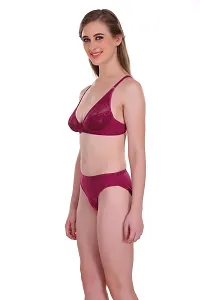 Maroon Net Embroidery Lingerie Set-thumb2