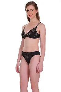 Black Net Embroidery Lingerie Set-thumb1