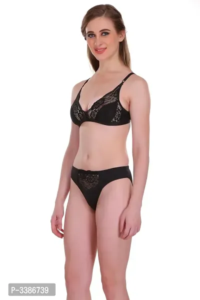 Black Net Embroidery Lingerie Set-thumb2