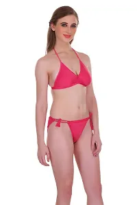 Red Hosiery Solid Lingerie Set-thumb1