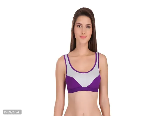 Purple Hosiery Solid Sport Bra For Women