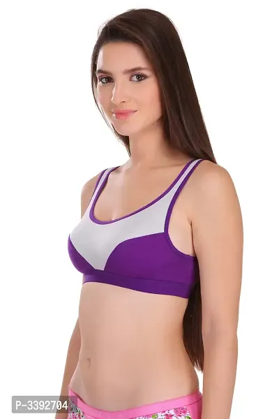 Purple Hosiery Solid Sport Bra For Women-thumb4