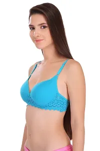 Sky Blue  Pink Hosiery Solid Paded Bra For Women Pack Of 2-thumb2