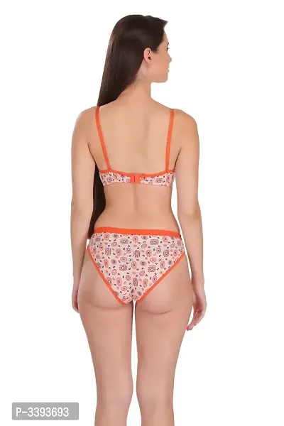 Orange Hosiery Printed Lingerie Set For Women-thumb4