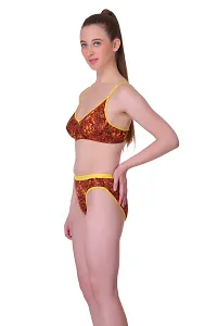 Polka Print  Yellow Hosiery Polka Print Lingerie Set For Women-thumb2