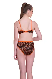 Polka Print  Orange Hosiery Polka Print Lingerie Set For Women-thumb3