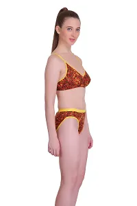 Polka Print  Yellow Hosiery Polka Print Lingerie Set For Women-thumb1