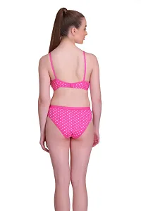 Polka Print  Pink Hosiery Polka Print Lingerie Set For Women-thumb3