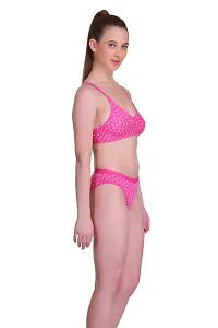 Polka Print  Pink Hosiery Polka Print Lingerie Set For Women-thumb1