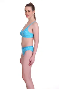 Polka Print  Sky Blue Hosiery Polka Print Lingerie Set For Women-thumb2