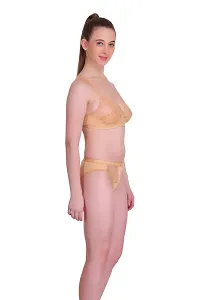 Embroidery  Beige Net Embroidery Lingerie Set For Women-thumb1